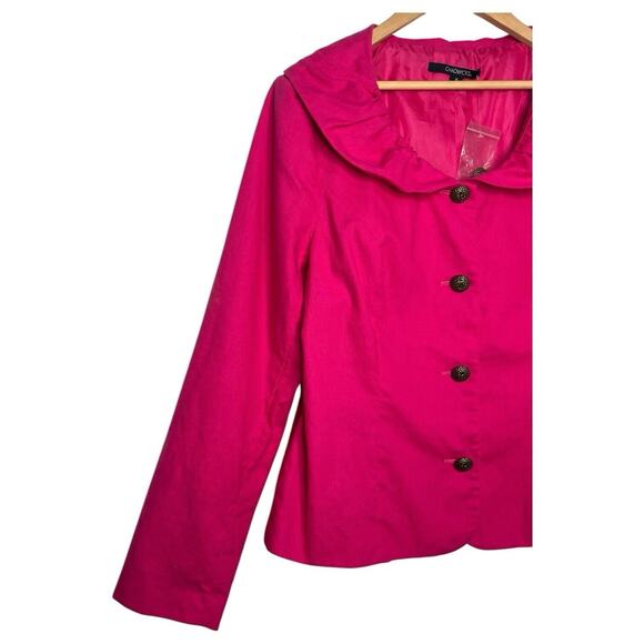 Chadwicks Blazer Womens 14 Pink Linen Jacket Peter Pan Collar Career Wear - Picture 6 of 13